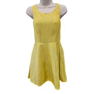 Harlyn size S lime green silk linen blend open back babydoll formal prom dress